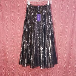 RALPH LAUREN Brown Pleated Spring Knee Length Side Zip Skirt Women's 2 NWT